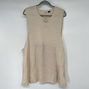 Chiri Alpaca Tunic Sweater Women's Sze L/XL Cream Sleeveless Relaxed Waffle-Knit